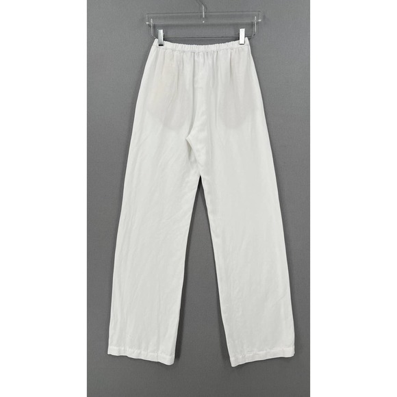 ENZA COSTA Twill Everywhere Pant XS 0 Off White Relaxed Wideleg Straight Pull On - Picture 3 of 13